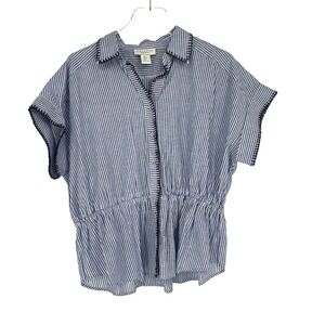 Calypso St. Barth‎ Top Womens S Striped Preppy Coastal Old Money Linen Peasant